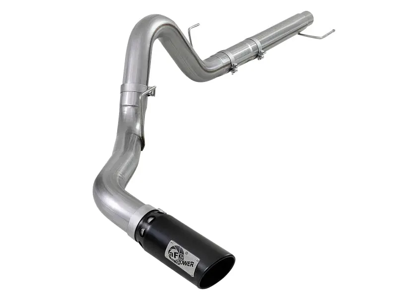 aFe Large Bore HD 4in 409 SS DPF Back Exhaust 2018-2019 Ford F-150 V6 3.0L Turbo Diesel w Black Tip