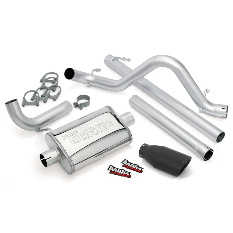 Banks Power 07-11 Jeep 3.8L Wrangler Unlimited 4dr Monster Exhaust System Stainless Steel Single Exhaust Black Tip