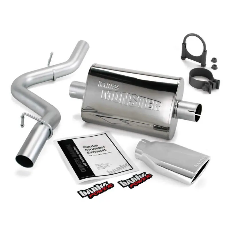 Banks Power 97-99 Jeep 2.5/4.0L Wrangler Slip Fit Cat Monster Exhaust System Stainless Steel Single Exhaust Chrome Tip