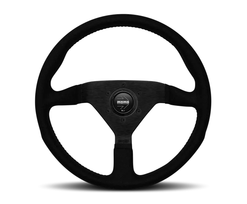 Momo Montecarlo Alcantara Steering Wheel 350mm Black Black Stitch Black Spokes