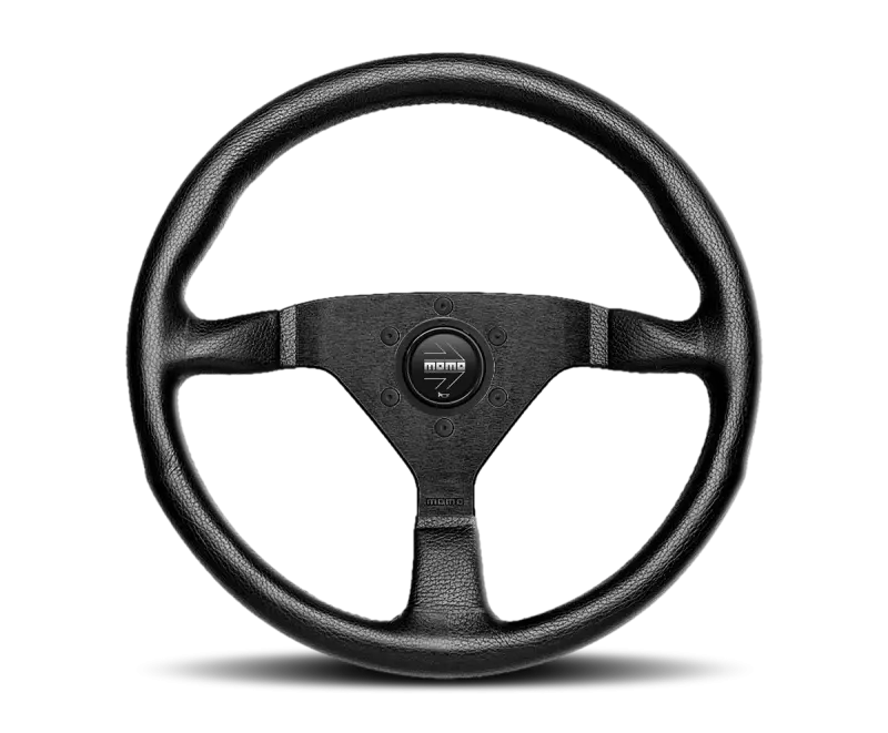Momo Montecarlo Steering Wheel 350mm Black Leather Red Stitch Black Spokes