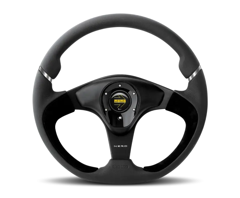 Momo Nero Steering Wheel 350mm Black Leather Suede Black Spokes