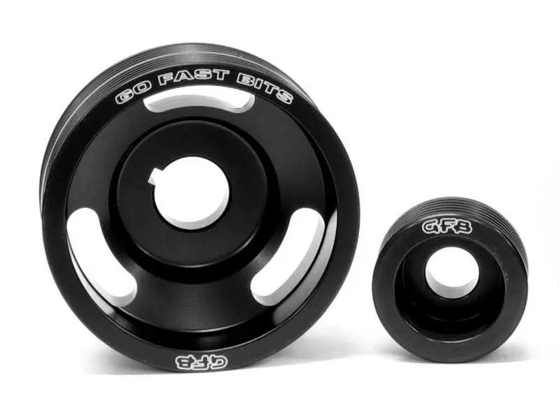 GFB 2 Piece Under-Drive Pulley Kit Belts 02-10 Subaru WRX STI Crank & Alternator Go Fast Bits