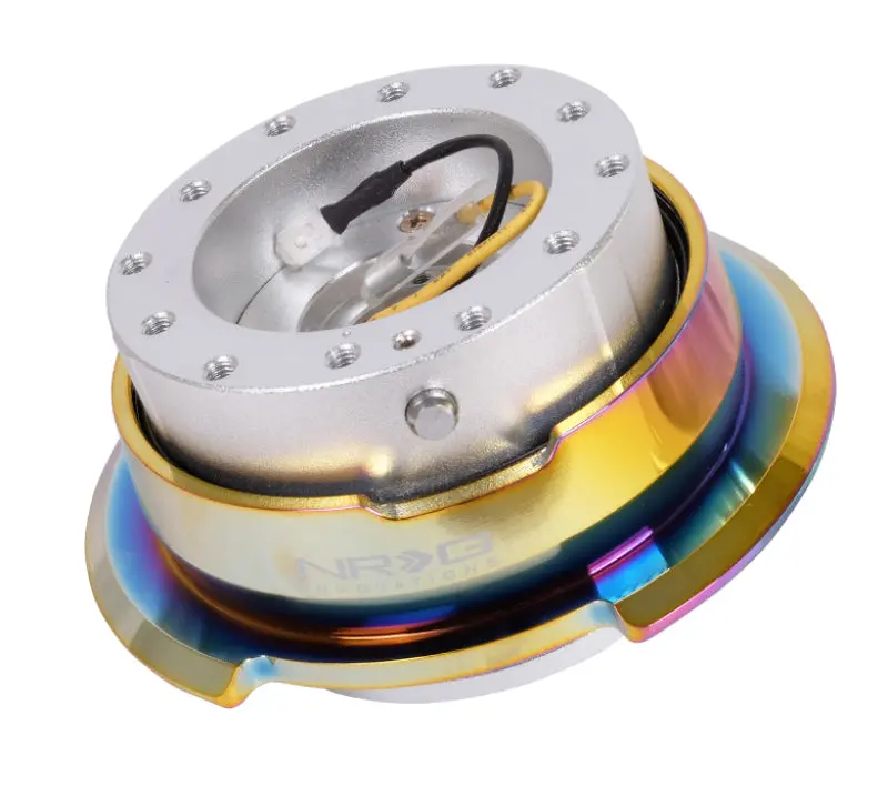 NRG Quick Release Gen 2.8 Silver Black Body Neochrome Ring Steering Wheel Quick Disconnect Hub