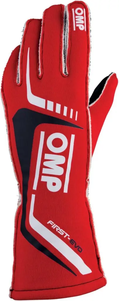 OMP First Evo Gloves Red Size L FIA 8856-2018 Racing Gloves