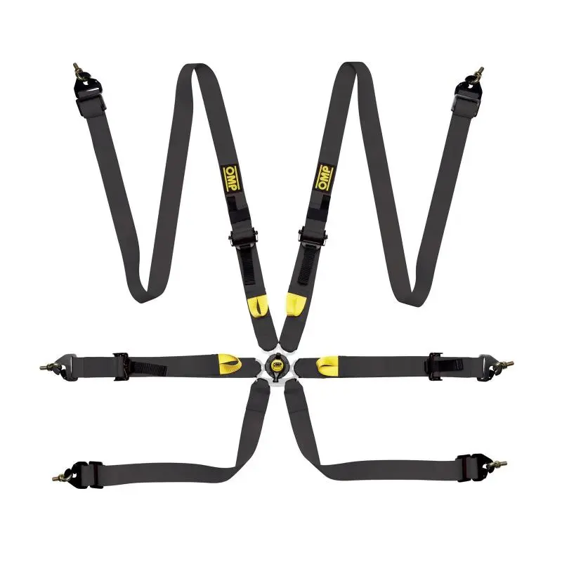 OMP Safety Harness First 2In Black FIA 8853-2016 Pull Up Steel Adjustable