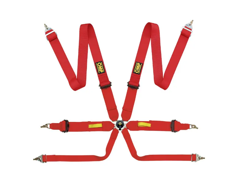 OMP Tecnica 3 Safety Harness Red FIA Certified Racing Harness
