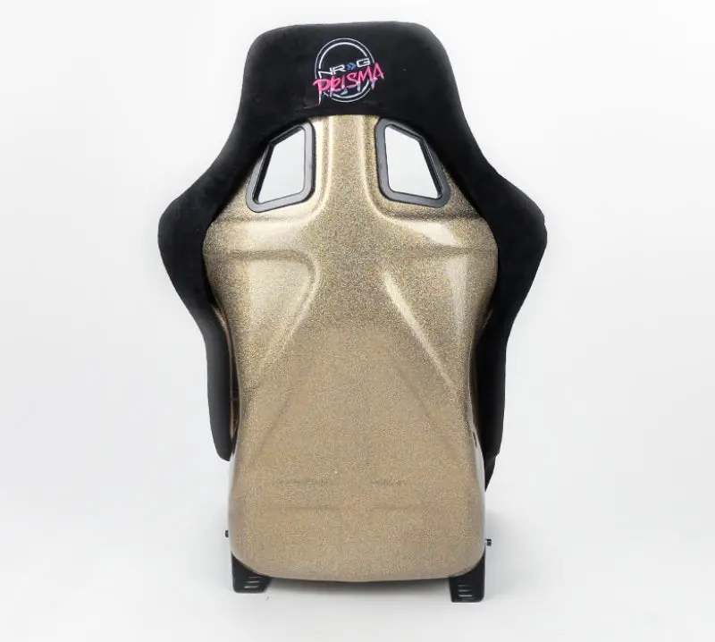 NRG FRP Bucket Seat ULTRA Edition Large Black Alcantara Gold Glitter Back Racing Seat
