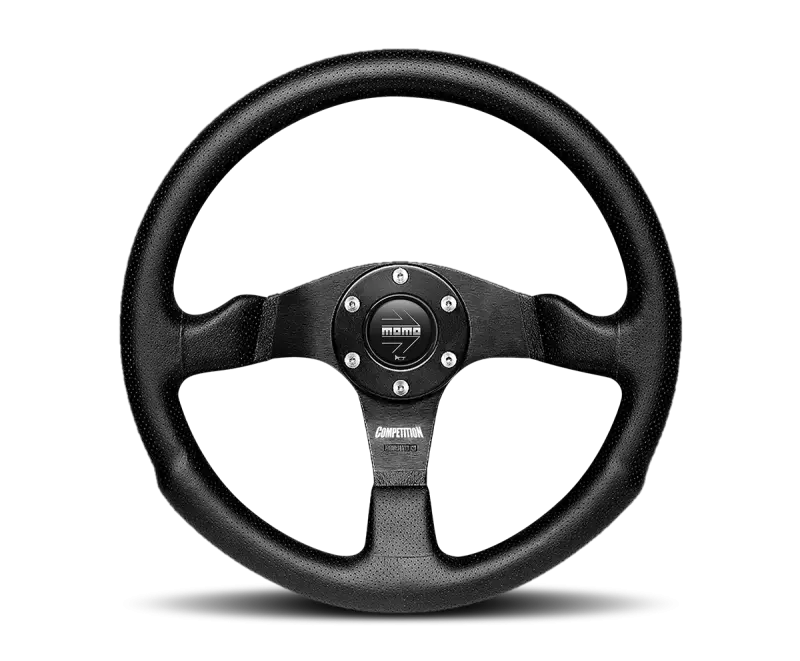 Momo Competition 350mm Steering Wheel Black AirLeather Black Spokes Sporty Feel