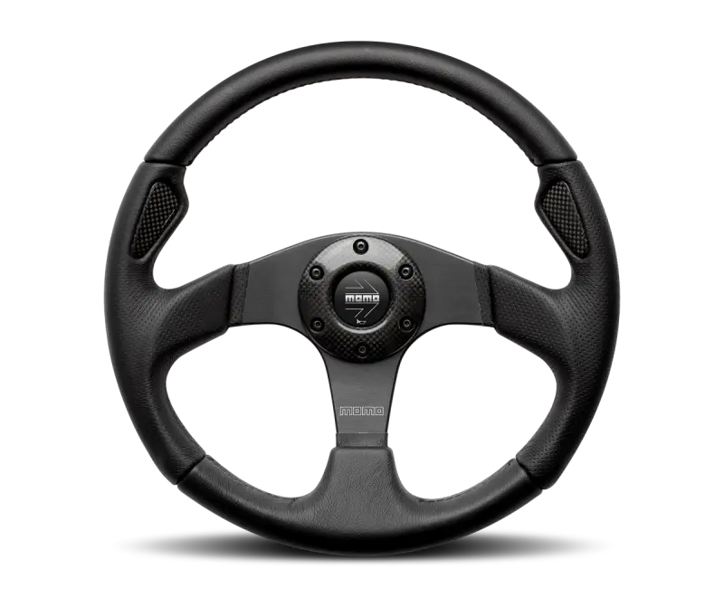 Momo Jet 320mm Steering Wheel Black AirLeather Black Spokes Compact and Sporty Feel