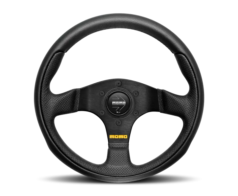 Momo Team Steering Wheel 300mm Black Leather Black Spokes Racing Wheel