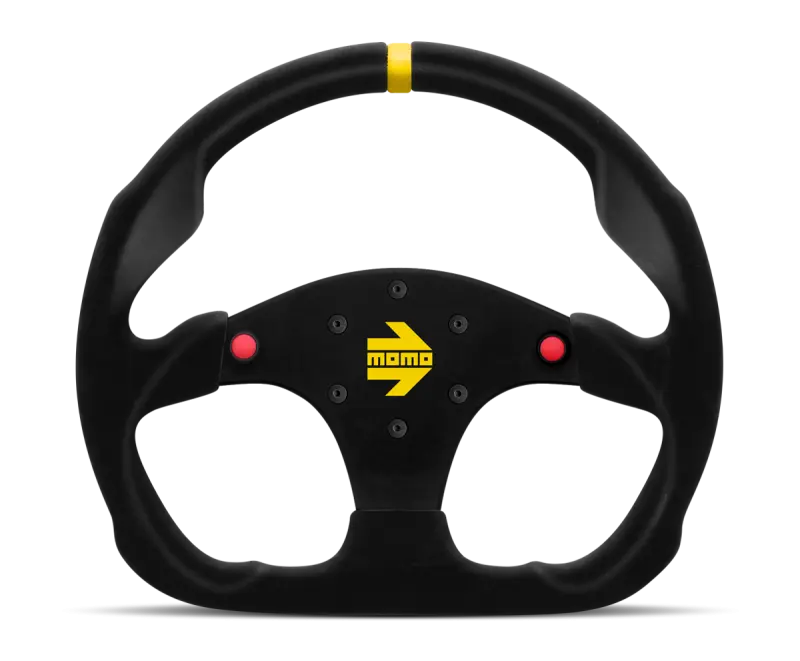 Momo MOD30 Buttons 320mm Black Suede Steering Wheel Black Spokes and Stripe