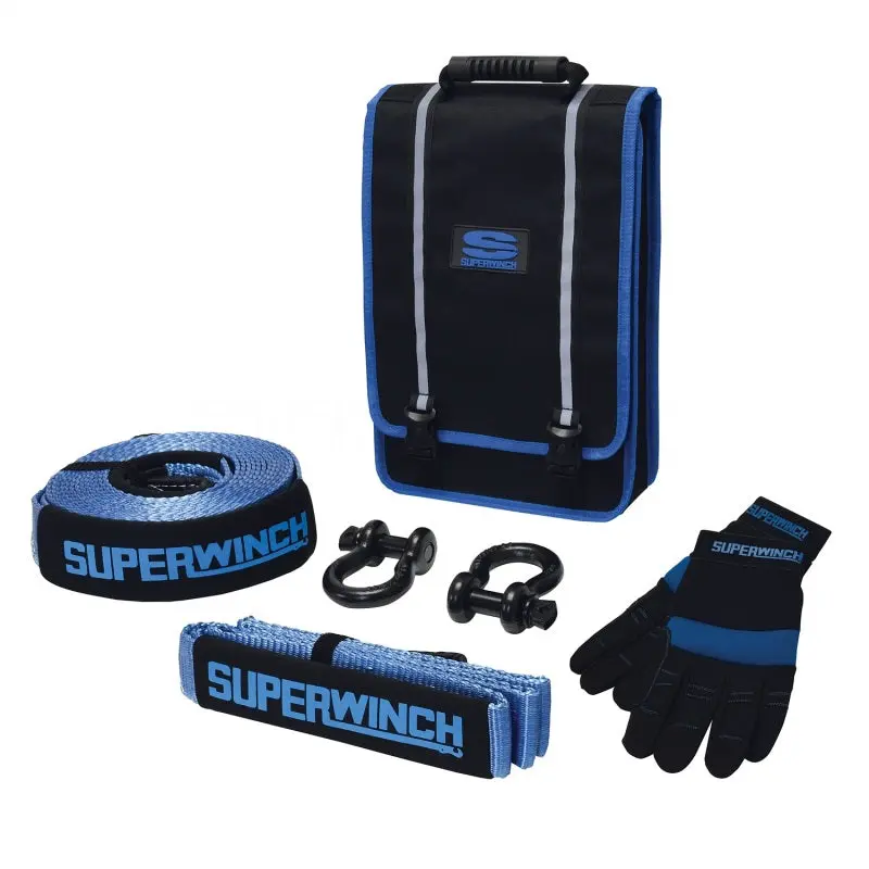 Superwinch Getaway Recovery Kit Bow Shackles Tree Trunk Protector Recovery Strap Gloves and Bag