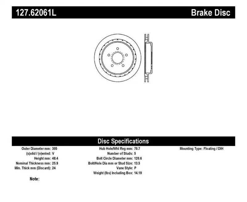 StopTech 97-10 Chevy Corvette Rear Left Slotted Drilled Brake Rotor High Performance