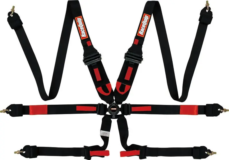 RaceQuip Black FIA CAMLOCK 6pt 2in Pull Down Lap FHR Racing Belt