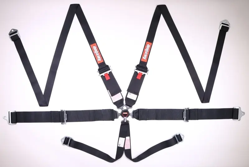 RaceQuip Black SFI CAMLOCK 6pt PU Lap HNR Seat Belt Head Restraint