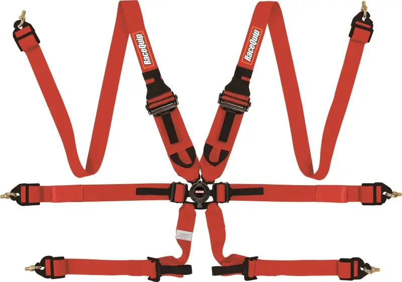 RaceQuip Red FIA CAMLOCK 6pt 2in Pull Down Lap FHR Seat Belt
