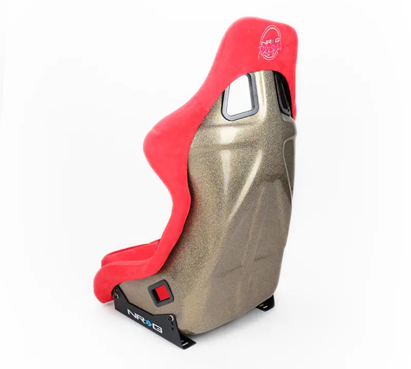 NRG FRP Bucket Seat ULTRA Edition Large Red Alcantara Gold Glitter Back