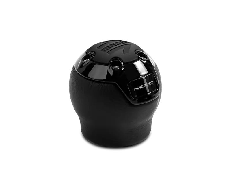 Momo Nero Shift Knob Black Leather Black Chrome Insert Reverse Lockout