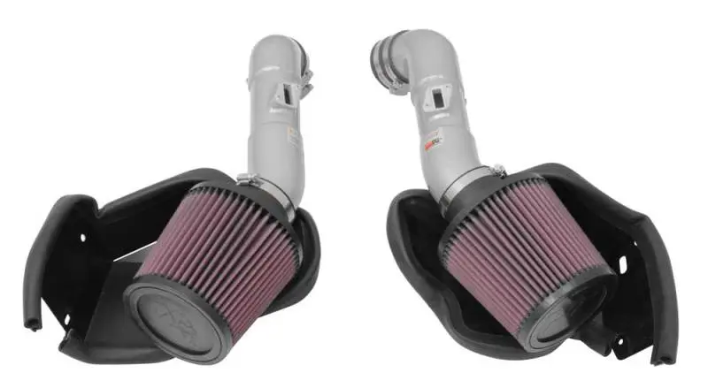 K&N Dual Typhoon Short Ram Intakes 2014-2015 Infiniti Q50 3.7L V6 Engine Silver K&N Engineering