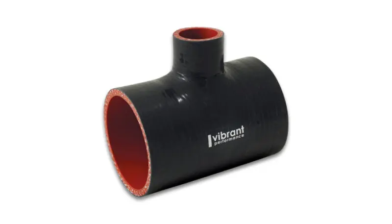 Vibrant 4 Ply Reinforced Silicone T Adapter 3in Outlet ID x 4in OAL x 1in Branch Black