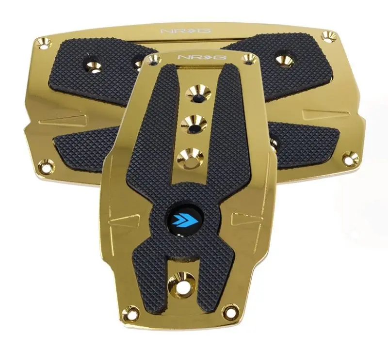 NRG Aluminum Sport Pedal Chrome Gold Black Rubber Inserts Automatic Transmission Vehicles