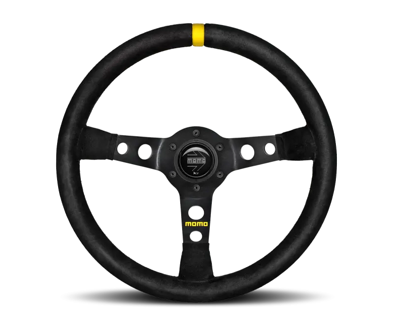 Momo MOD07 Steering Wheel 350mm Black Suede Black Spokes Single Stripe