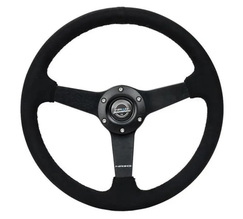 NRG Sport Steering Wheel 350mm 1.5in Deep Matte Black Alcantara Black Stitching