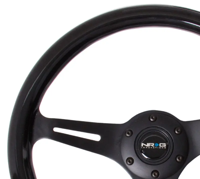 NRG Classic Wood Grain Steering Wheel 350mm Black Paint Grip Black 3-Spoke Center