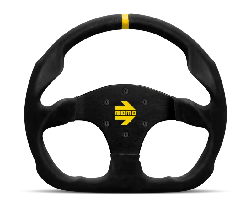 Momo MOD30 320mm Black Suede Steering Wheel Black Spokes and Stripe