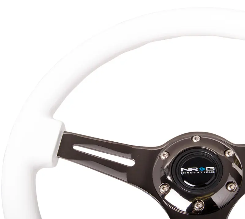 NRG Classic Wood Grain Steering Wheel 350mm White Paint Grip Black 3-Spoke Center