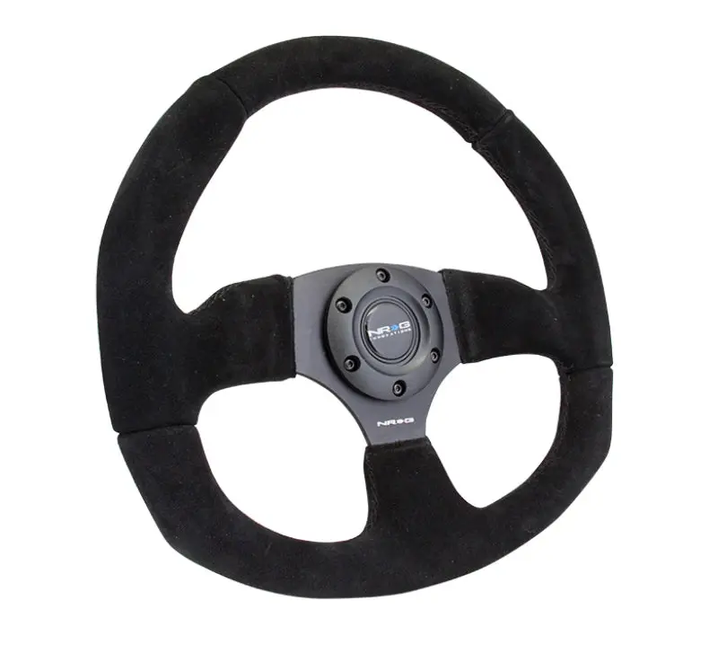 NRG Reinforced 320mm Black Suede Steering Wheel Black Stitching