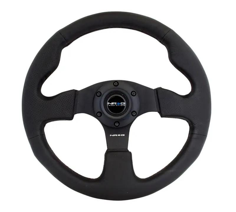 NRG Reinforced Steering Wheel 320mm Black Leather Black Stitching