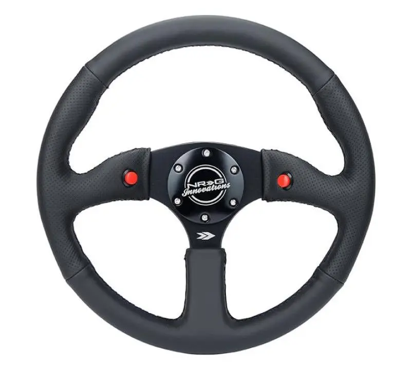 NRG Reinforced Steering Wheel 350mm Sport Leather Racing 4mm Matte Black Spoke