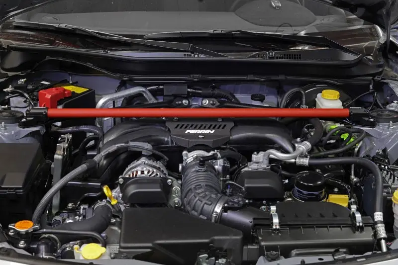 Perrin 2013+ BRZ FR-S 86 GR86 Strut Brace Red Wrinkle Finish Performance Suspension Perrin Performance