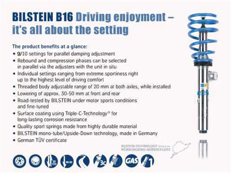 Bilstein B16 PSS10 Subaru WRX STi Base Limited H4 2.5L Front and Rear Performance Suspension System