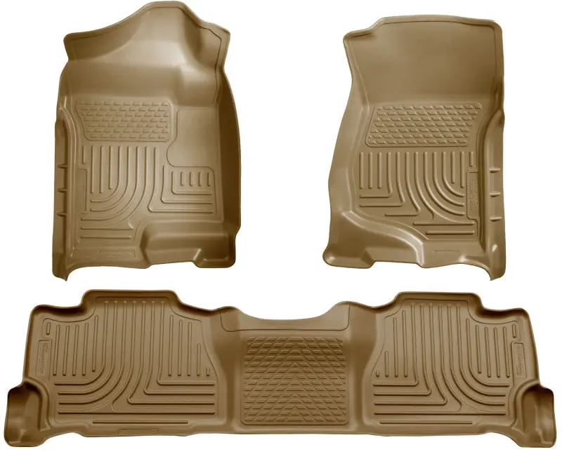 Husky Liners WeatherBeater Tan Front and 2nd Seat Floor Liners 2007-2013 GM Escalade Suburban Yukon