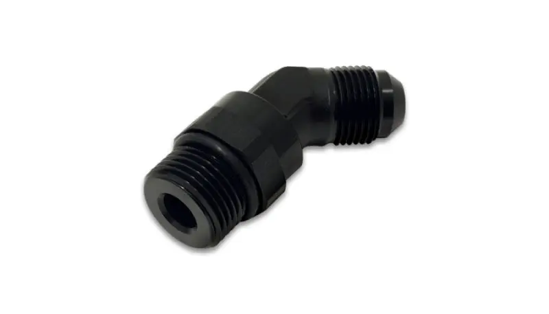 Vibrant -6AN Male Flare to Male -6AN ORB Swivel 45 Degree Adapter Fitting Anodized Black