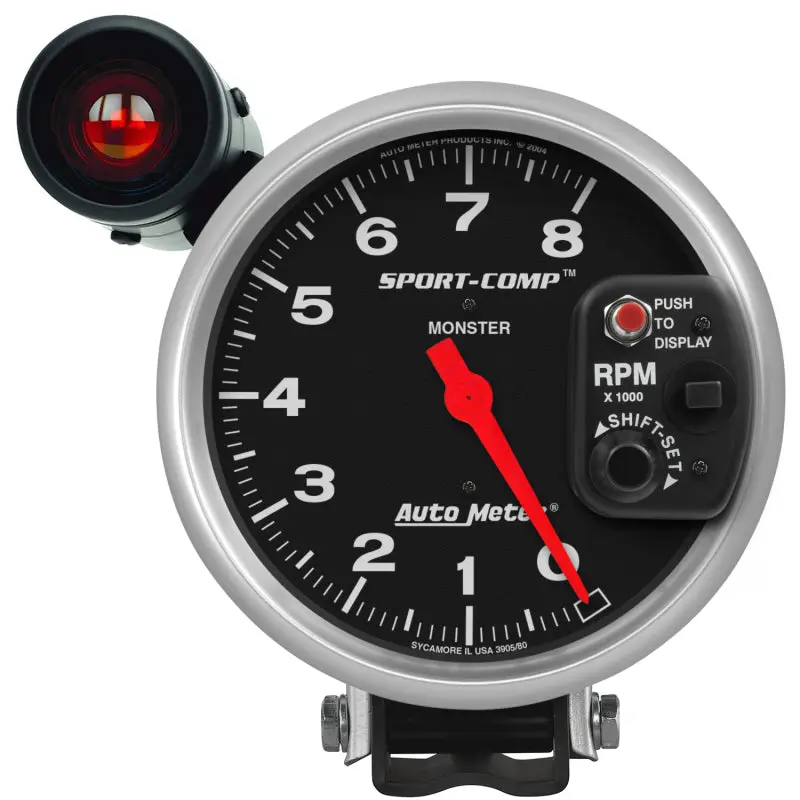 Autometer Sport-Comp 5 Inch 8000 RPM Shift-Lite Tachometer Racing Performance