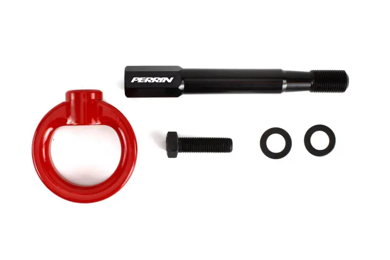 Perrin 08-14 Subaru WRX STI Hatchback Rear Tow Hook Kit Red Perrin Performance