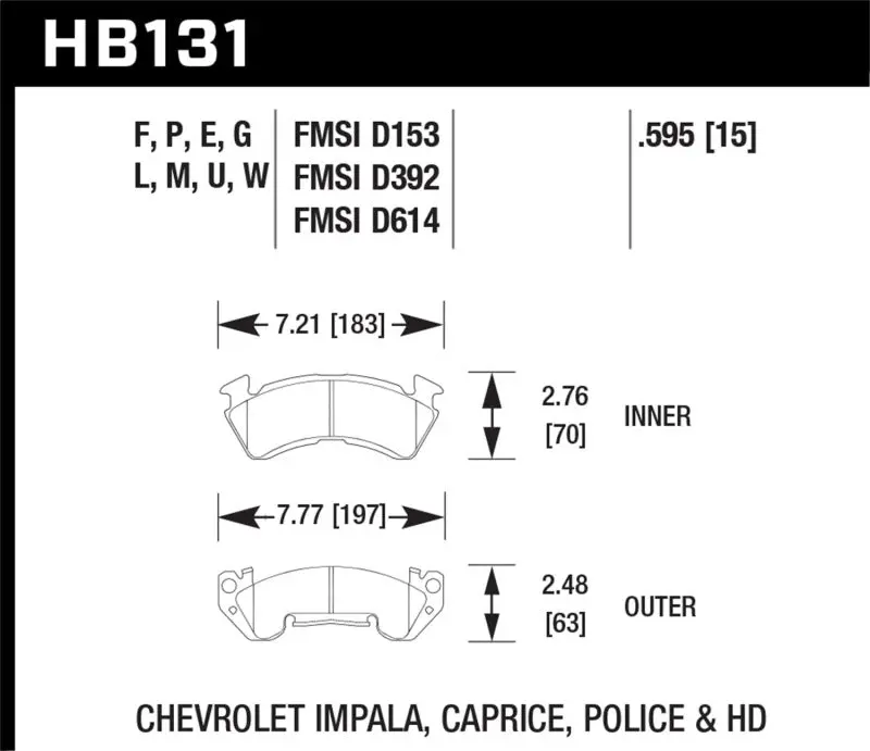 Hawk Black Race Front Brake Pads 1979-1984 Chevrolet C20 C30 G30 K20 Trucks Heavy Duty Hawk Performance
