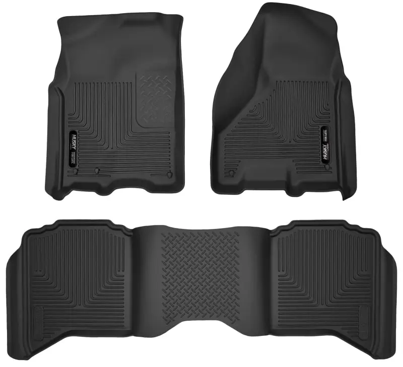 Husky Liners X-Act Contour Black Front & Second Seat Floor Liners 09-18 Dodge Ram 1500 Crew Cab