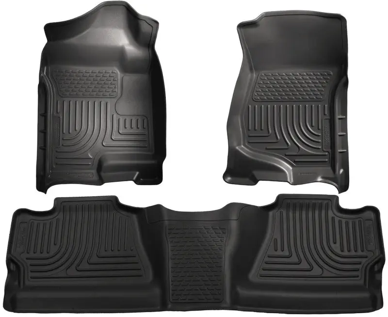 Husky Liners WeatherBeater Black Floor Liners 2007-2012 Chevy Silverado GMC Sierra Crew Cab Combo Set