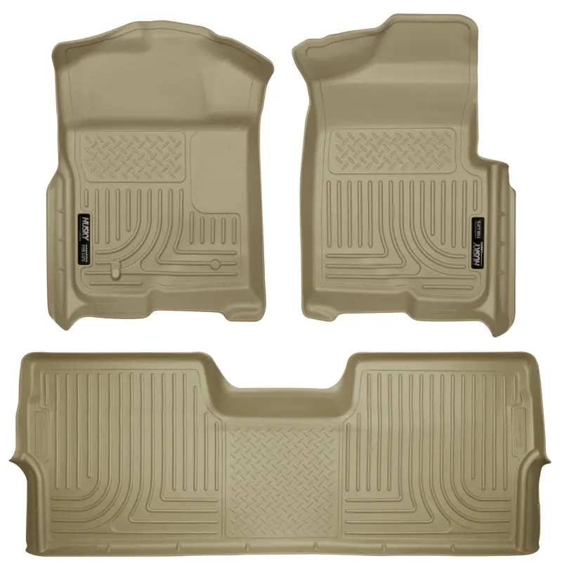 Husky Liners WeatherBeater Tan Floor Liners Combo Set 2009-2012 Ford F-150 Super Crew Cab