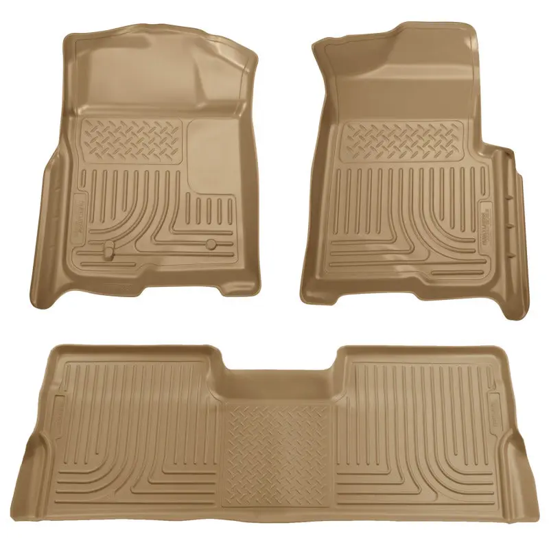 Husky Liners WeatherBeater Tan Floor Liners Combo Set 2008-2010 Ford SD Crew Cab without Manual Trans Case