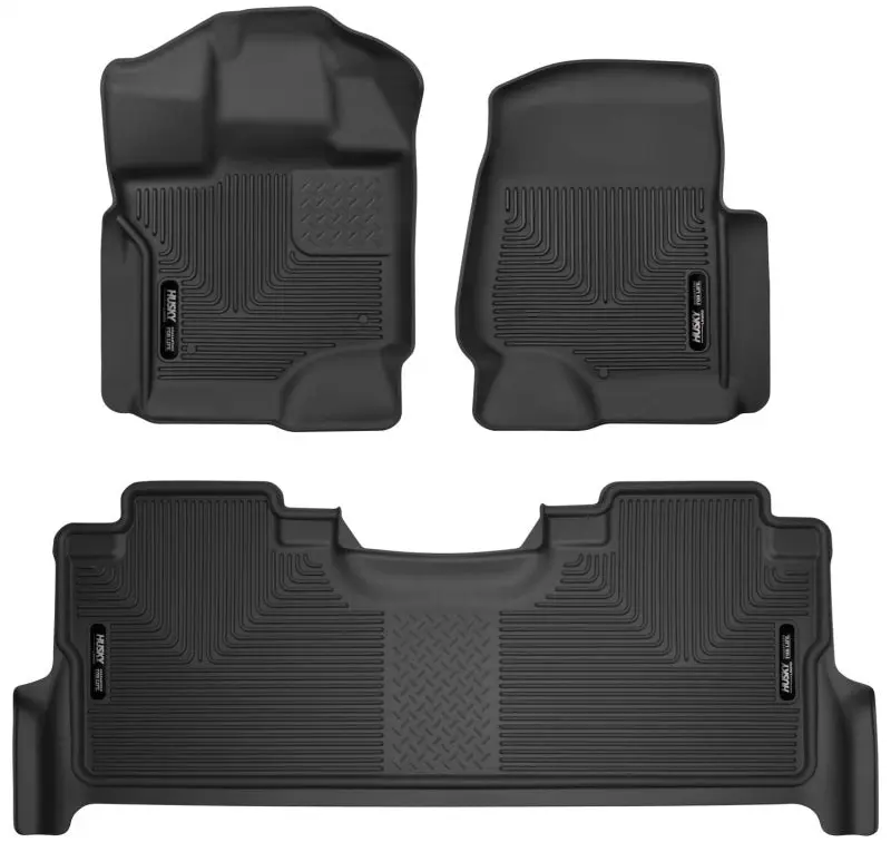 Husky Liners X-Act Contour Front & Second Row Floor Liners 2021-2023 Ford F-150 Crew Cab Short Bed Black