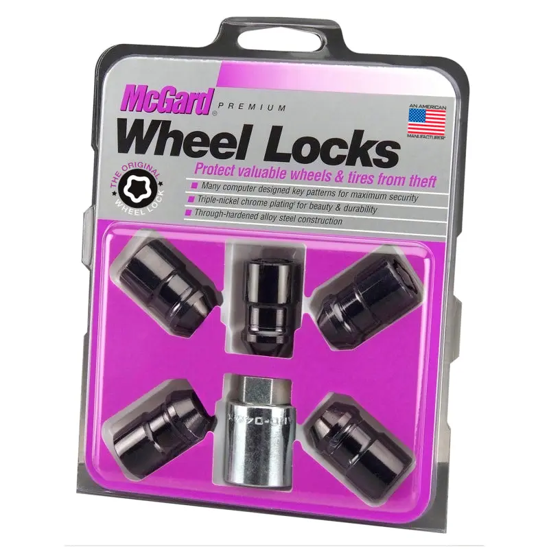 McGard Wheel Lock Nut Set 5pk Cone Seat M12X1.5 3/4 Hex 1.46in Length Black
