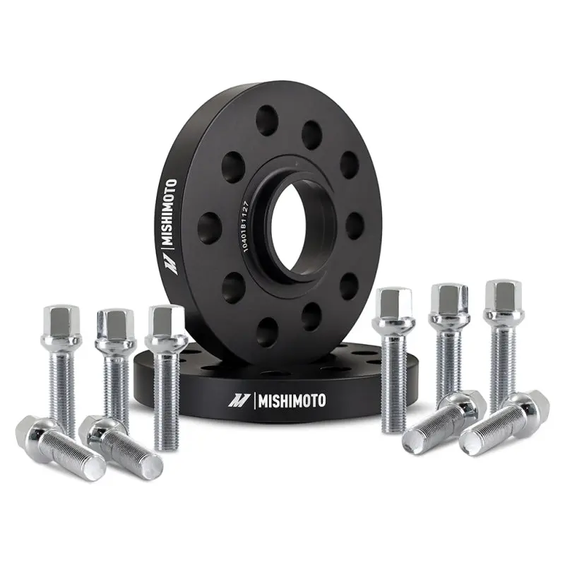 Mishimoto Black Wheel Spacers 5x112 57.1mm Hub 15mm Thickness M14 Studs